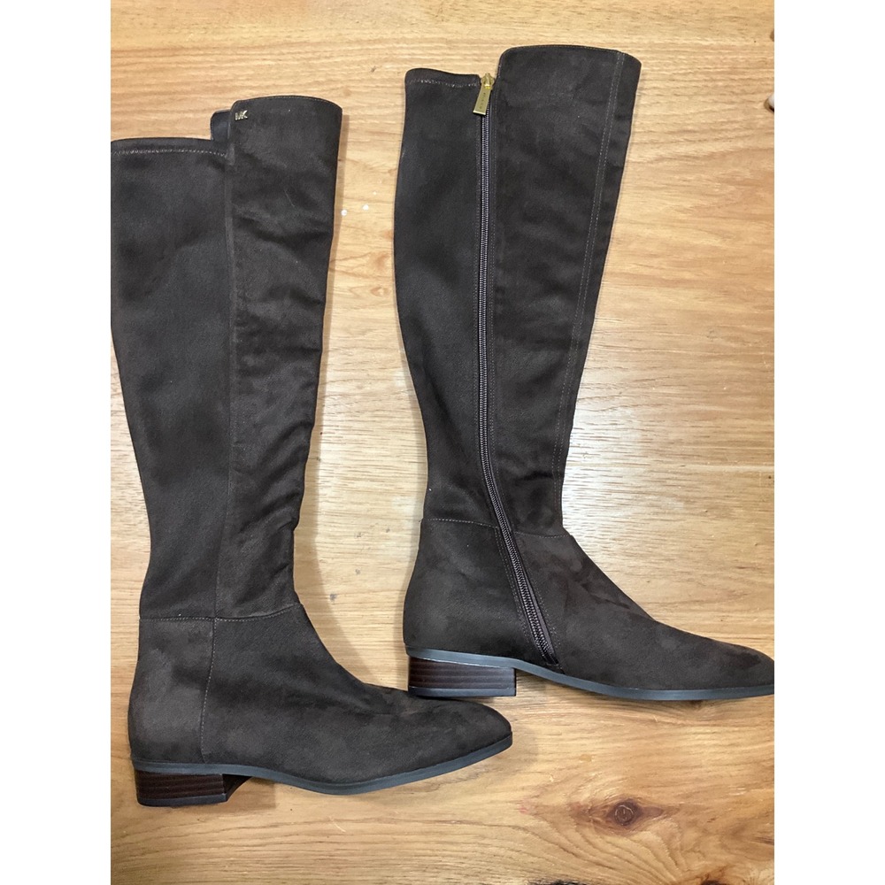 Michael Kors Brown Faux Suede Tall Boots Low Block Heel 6m